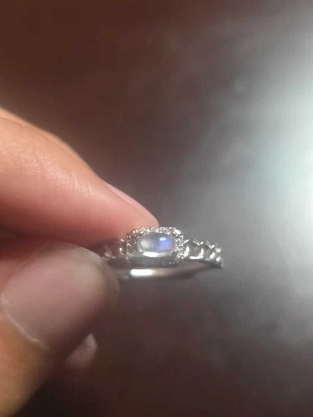 925 SS Adjustable Moonstone Ring